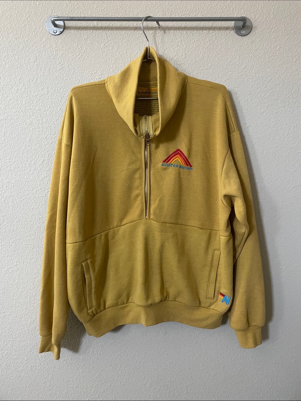 Aviator Nation Mountain Embroidery Half Zip Sweatshirt Sz:L Unisex - Picture 5 of 11